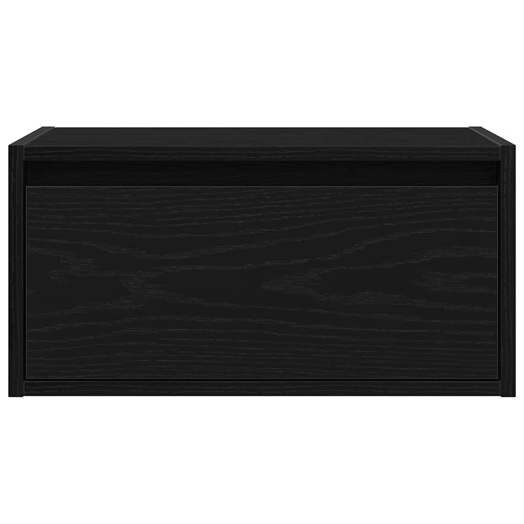 Mesitas de noche de pared con luces LED 2 unidades roble negro