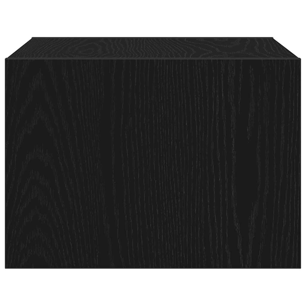 Mesitas de noche de pared con luces LED 2 unidades roble negro