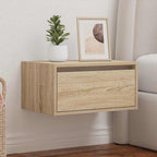 Mesita de noche de pared con luces LED roble Sonoma