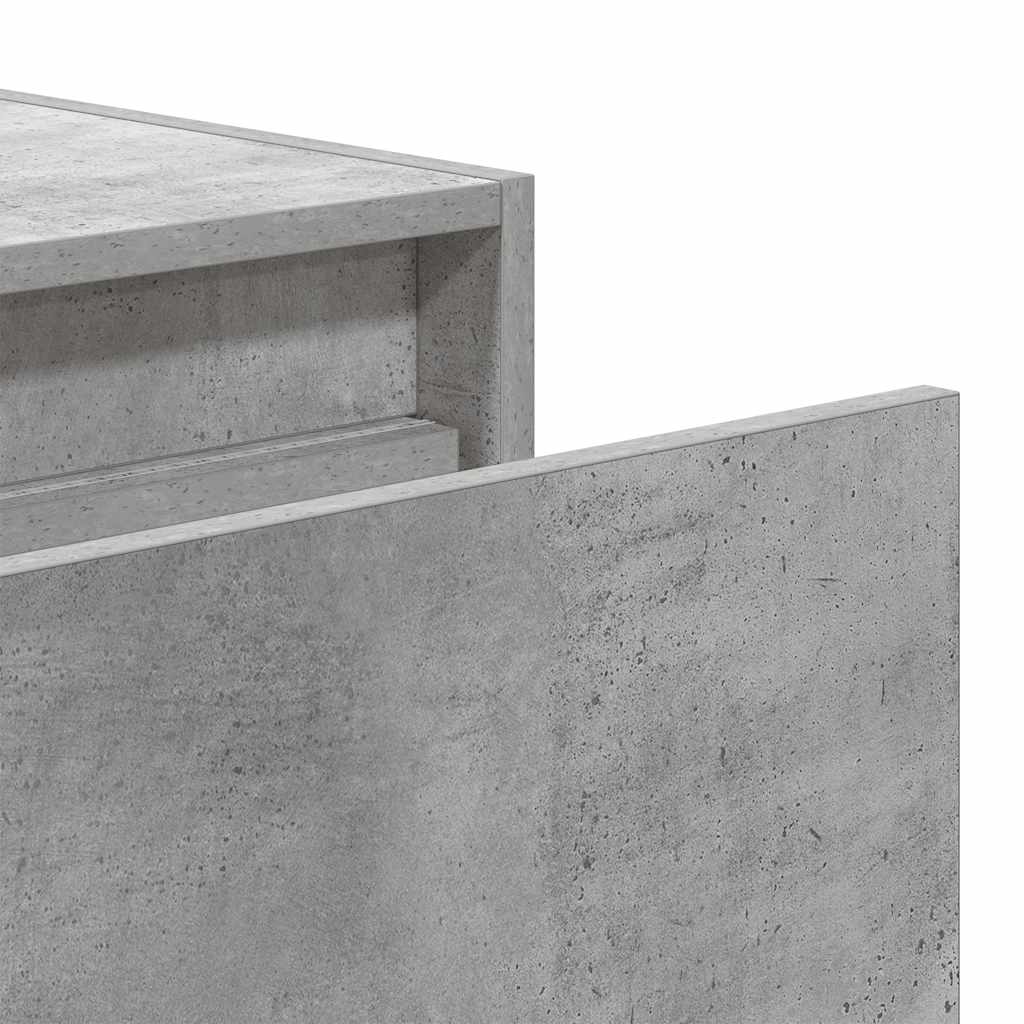 Mesitas de noche de pared con luces LED 2 uds gris hormigón