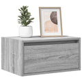 Mesita de noche de pared con luces LED gris Sonoma