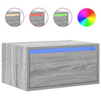 Mesitas de noche de pared con luces LED 2 unidades gris Sonoma