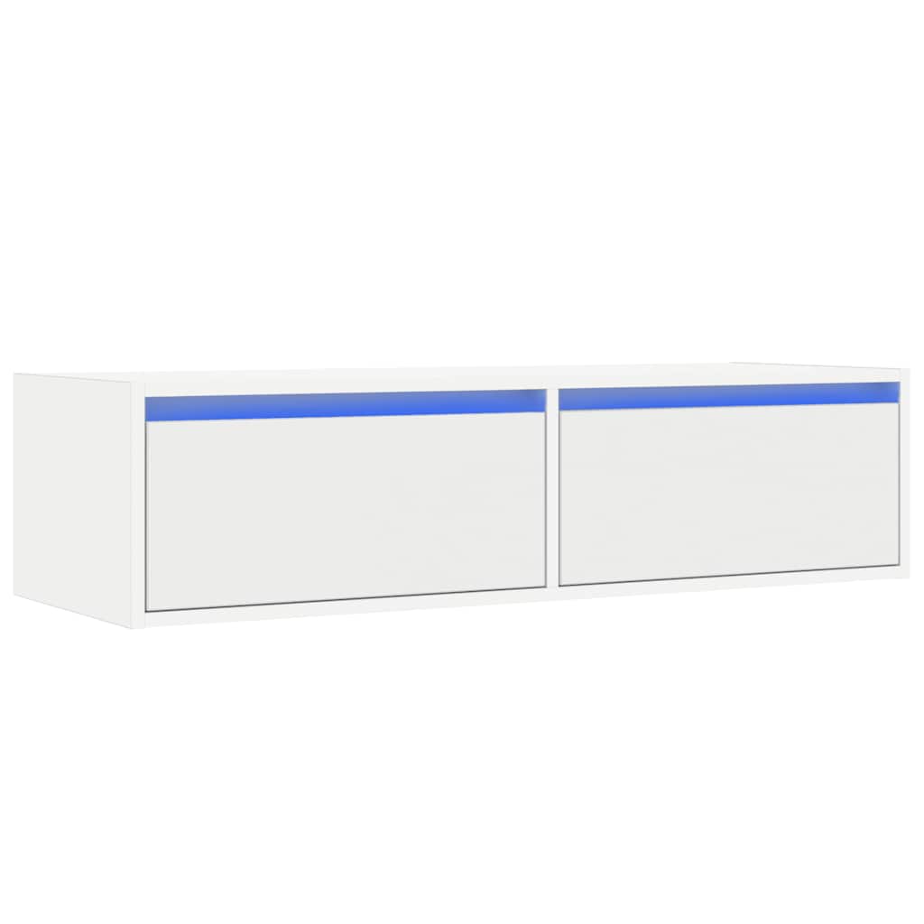 Mueble de TV con luces LED blanco 100X35,5x25 cm