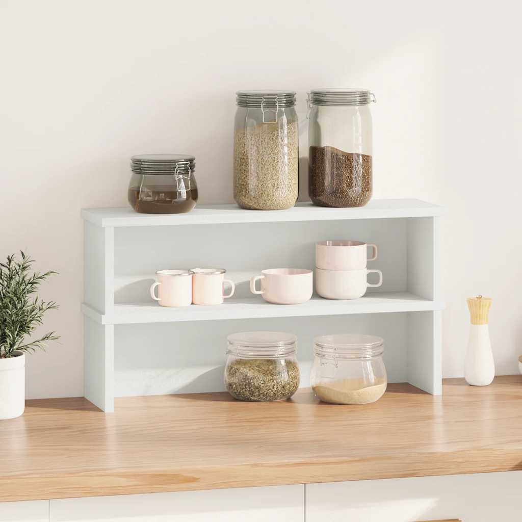 Estantes de cocina apilables 2 uds blanco 50x15x16 cm