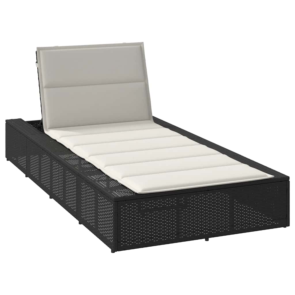 Floating cushion rattan sun lounger beige