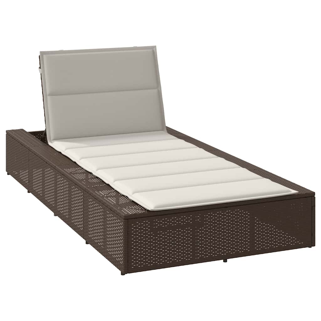 Floating cushion rattan sun lounger beige
