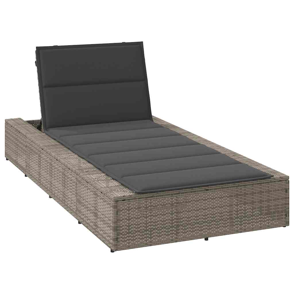 Floating cushion rattan sun lounger beige