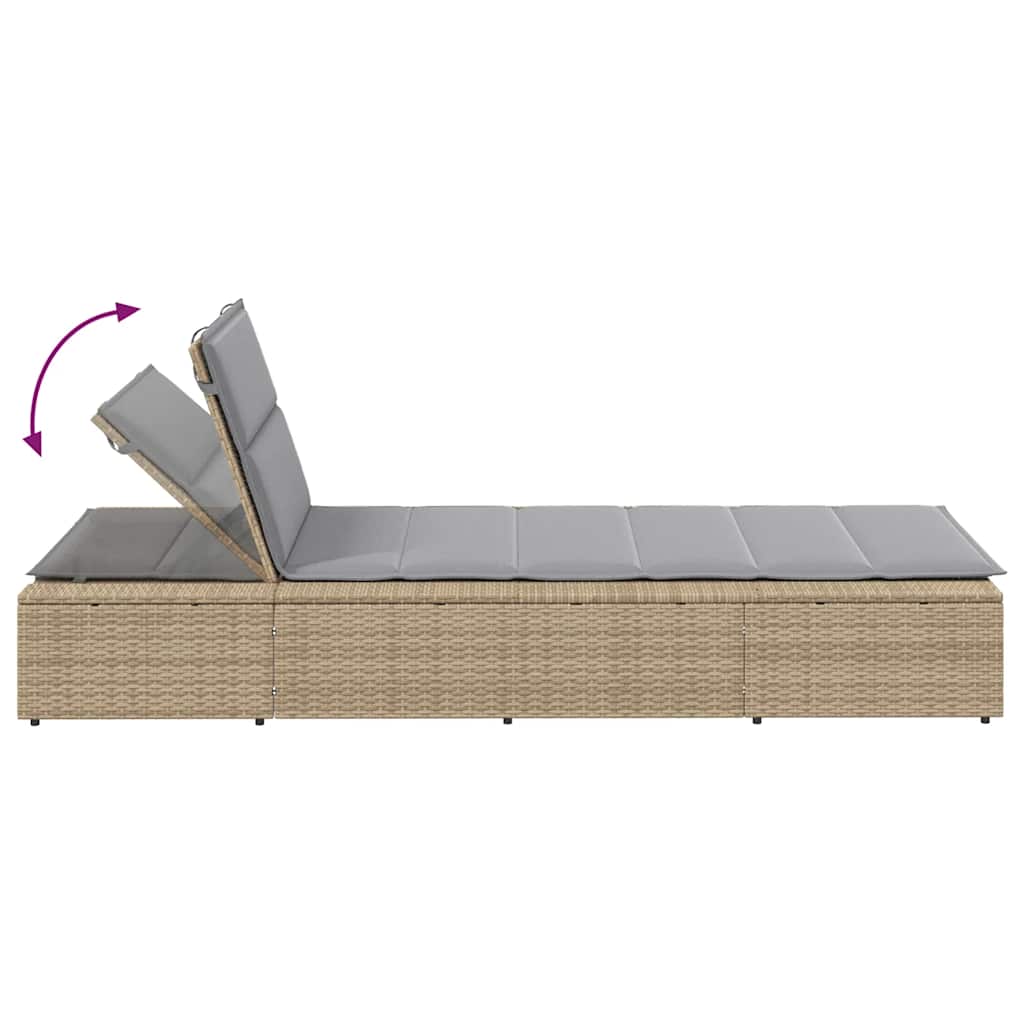 Tumbona con cojín flotante ratán sintético beige