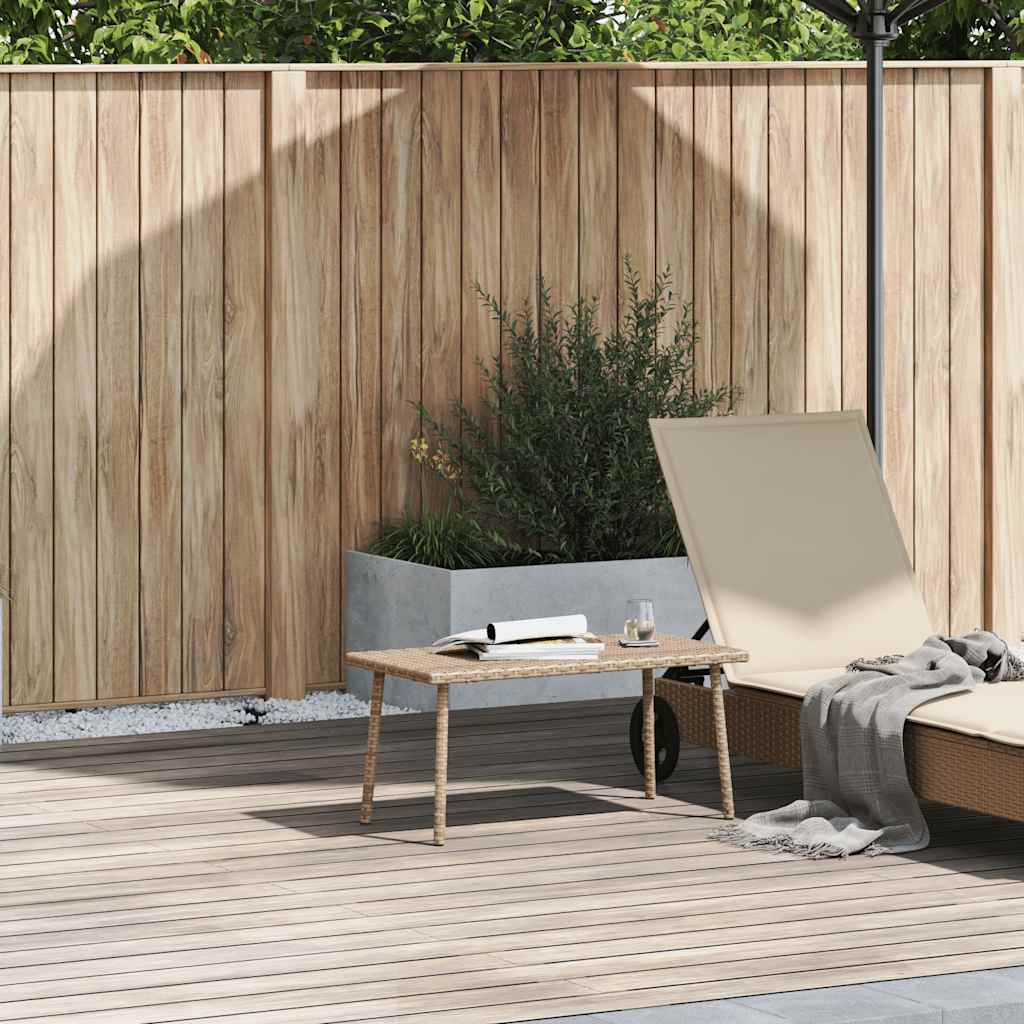 Mesa centro jardín rectangular beige 40x40x37cm ratán sintético