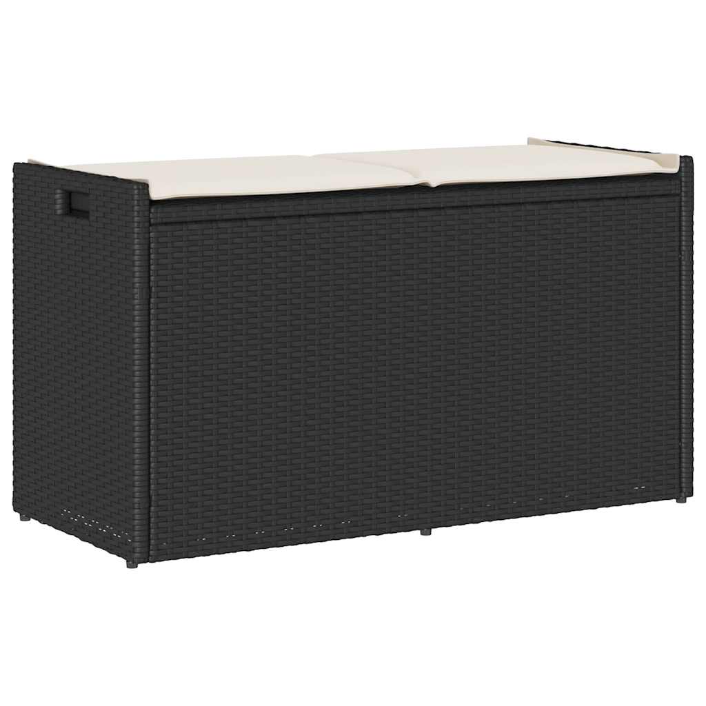 Storage bench with beige cushion 100 cm synthetic rattan
