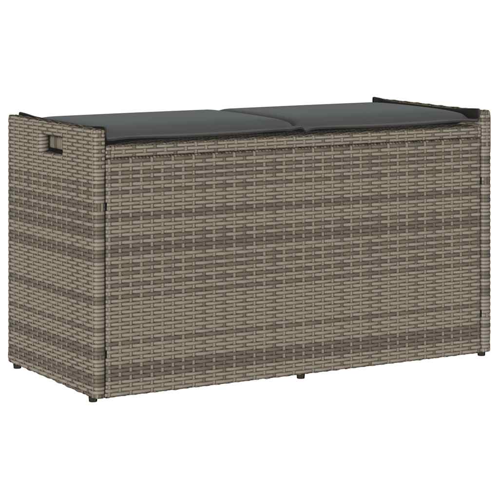 Storage bench with beige cushion 100 cm synthetic rattan