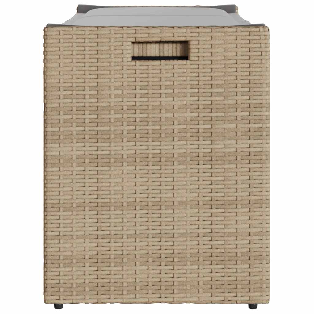 Storage bench with beige cushion 100 cm synthetic rattan
