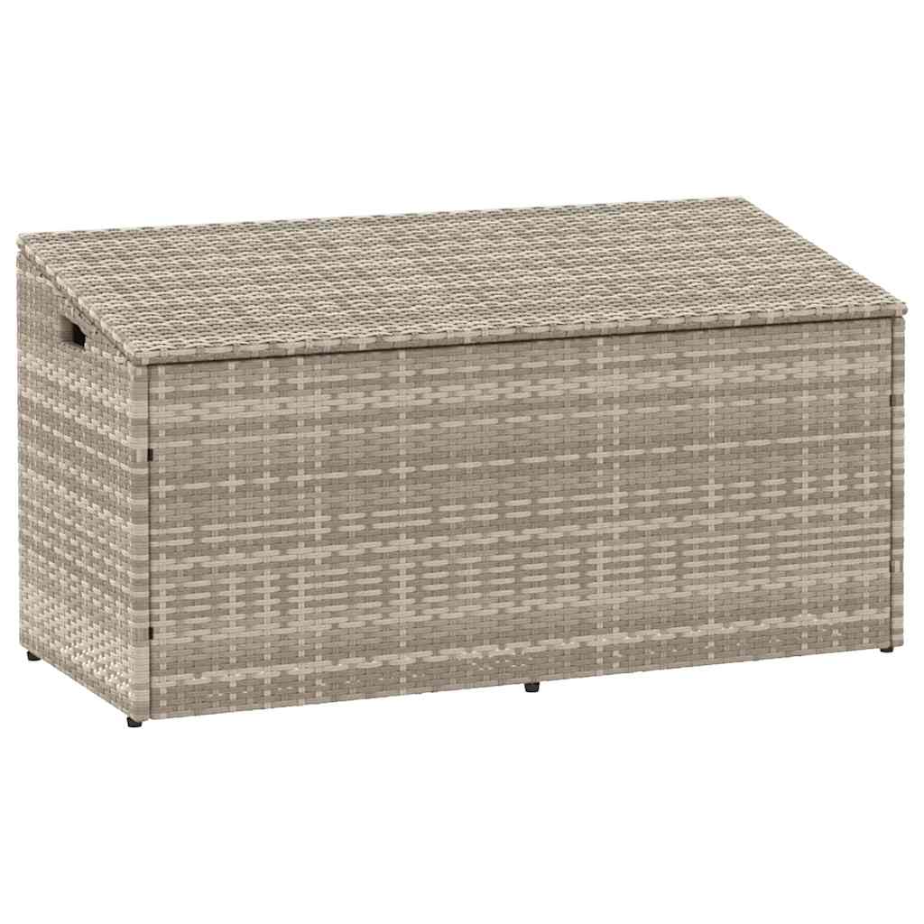 Baú de arrumação de jardim com rodas cinzento claro 160x55x75 cm vime sintético