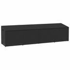 Arca de arrumação de jardim vime sintético preto 220x50x58 cm