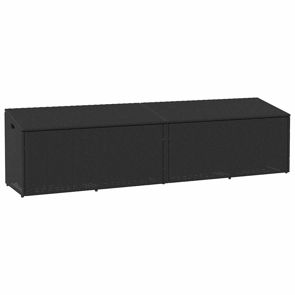 Arca de arrumação de jardim vime sintético preto 220x50x58 cm