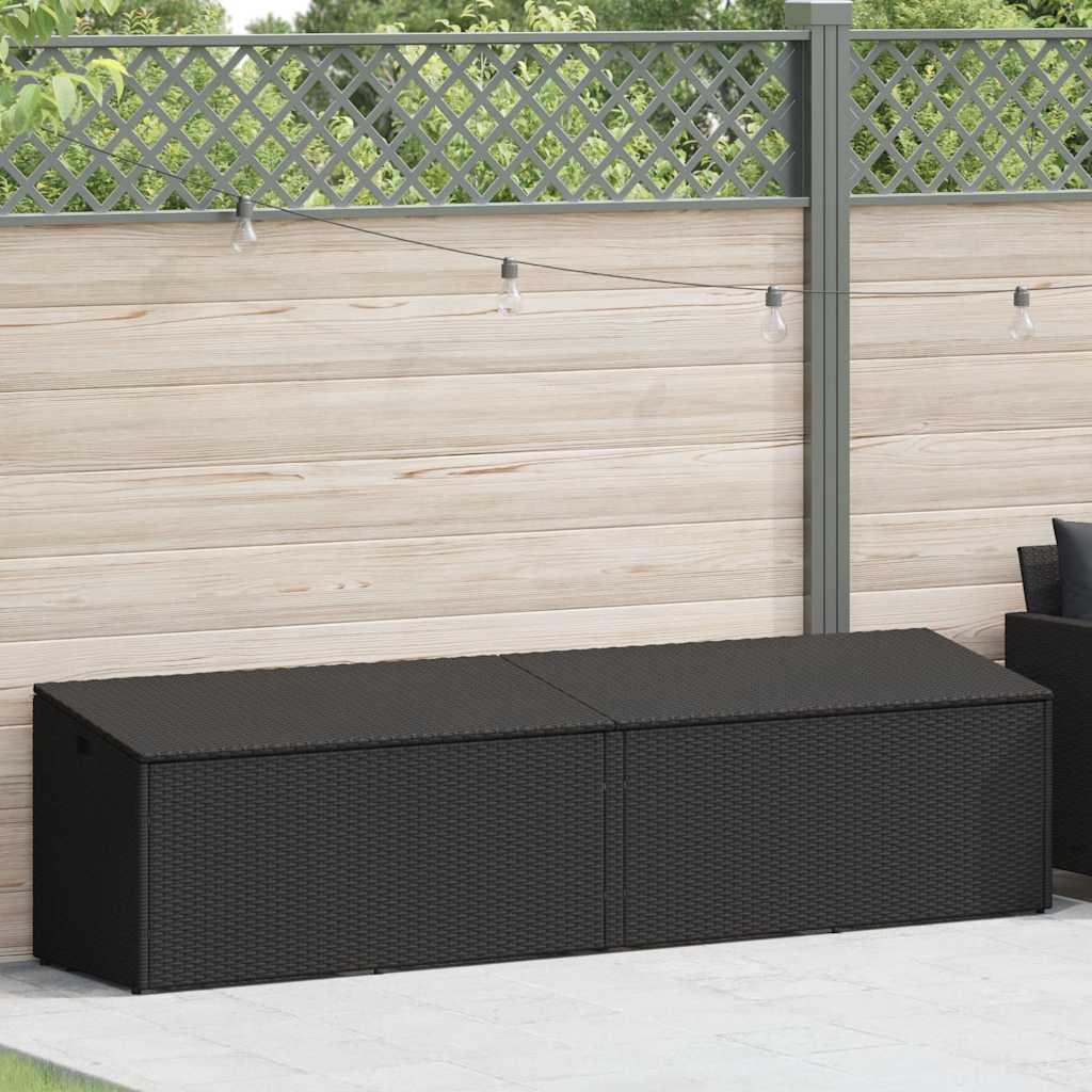 Arca de arrumação de jardim vime sintético preto 220x50x58 cm