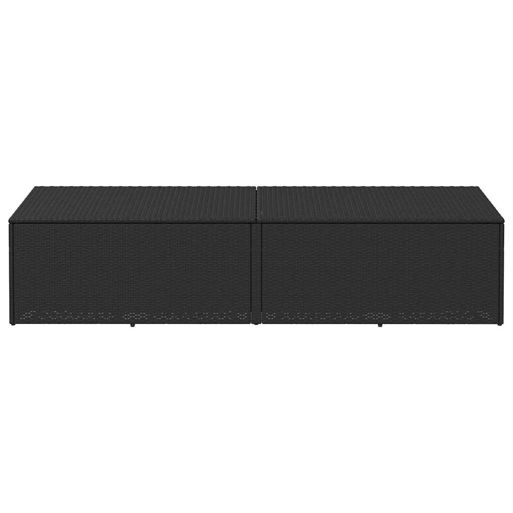 Arca de arrumação de jardim vime sintético preto 220x50x58 cm