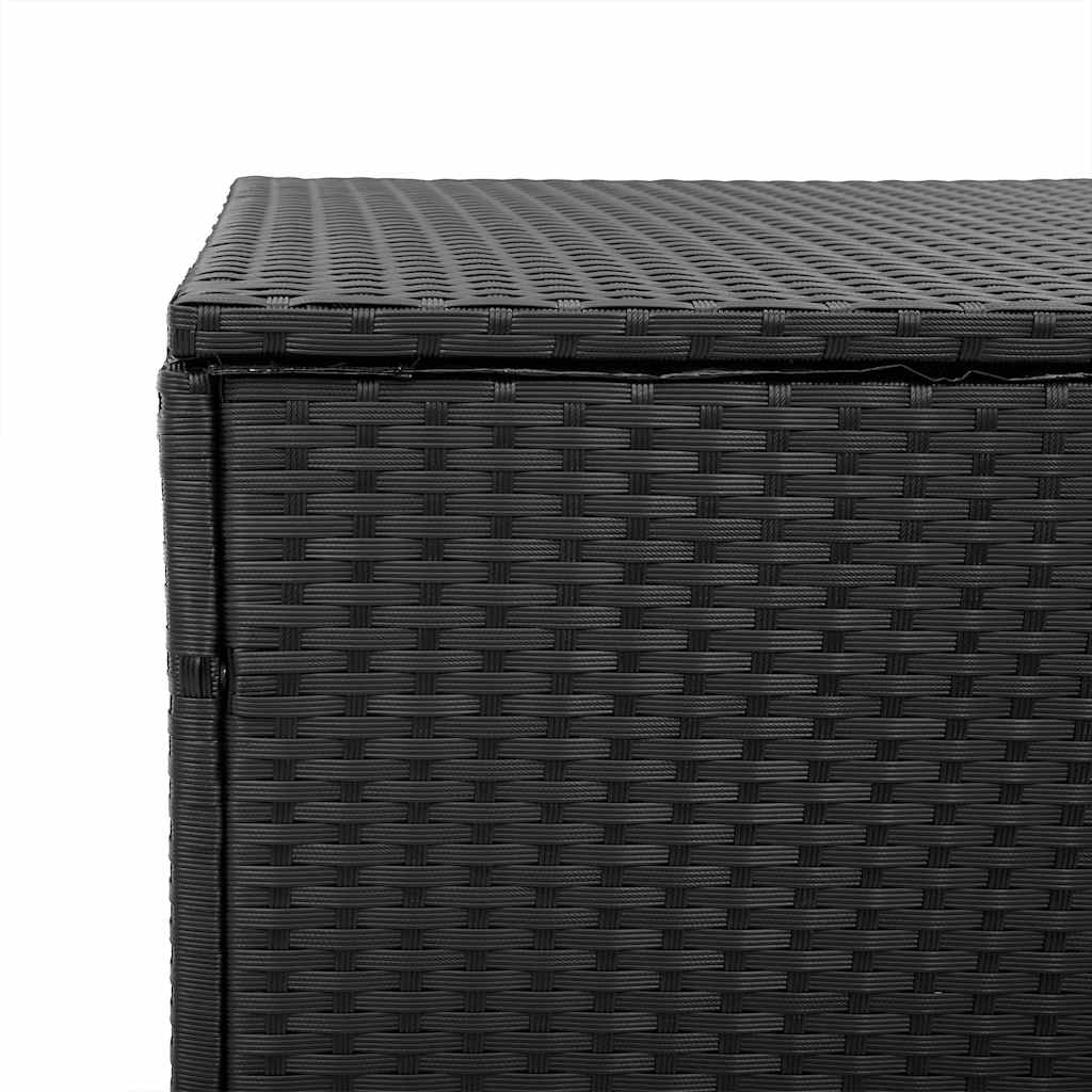 Arca de arrumação de jardim vime sintético preto 220x50x58 cm