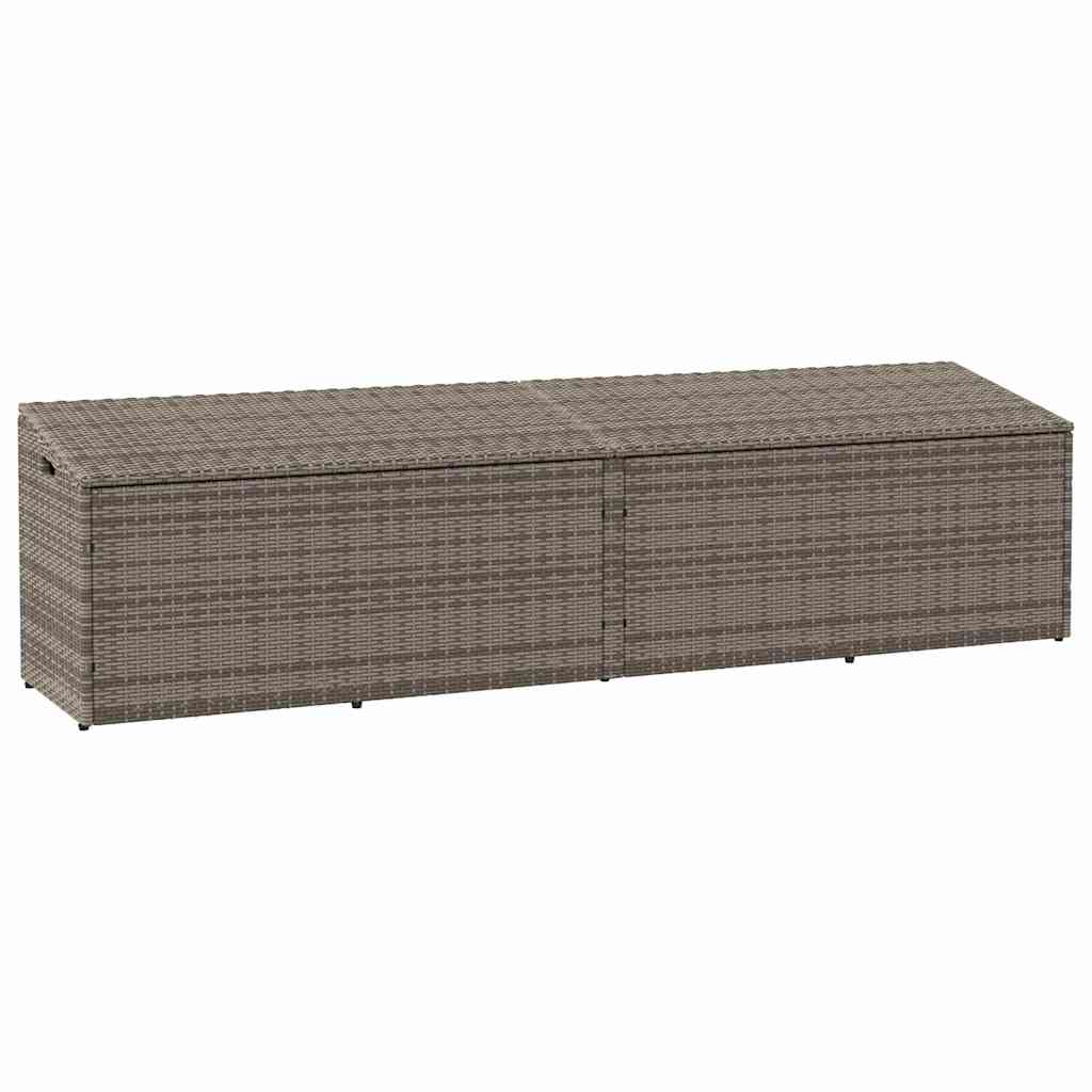 Caixa de arrumação de jardim em vime sintético cinza 220x50x58 cm