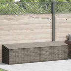Caixa de arrumação de jardim em vime sintético cinza 220x50x58 cm