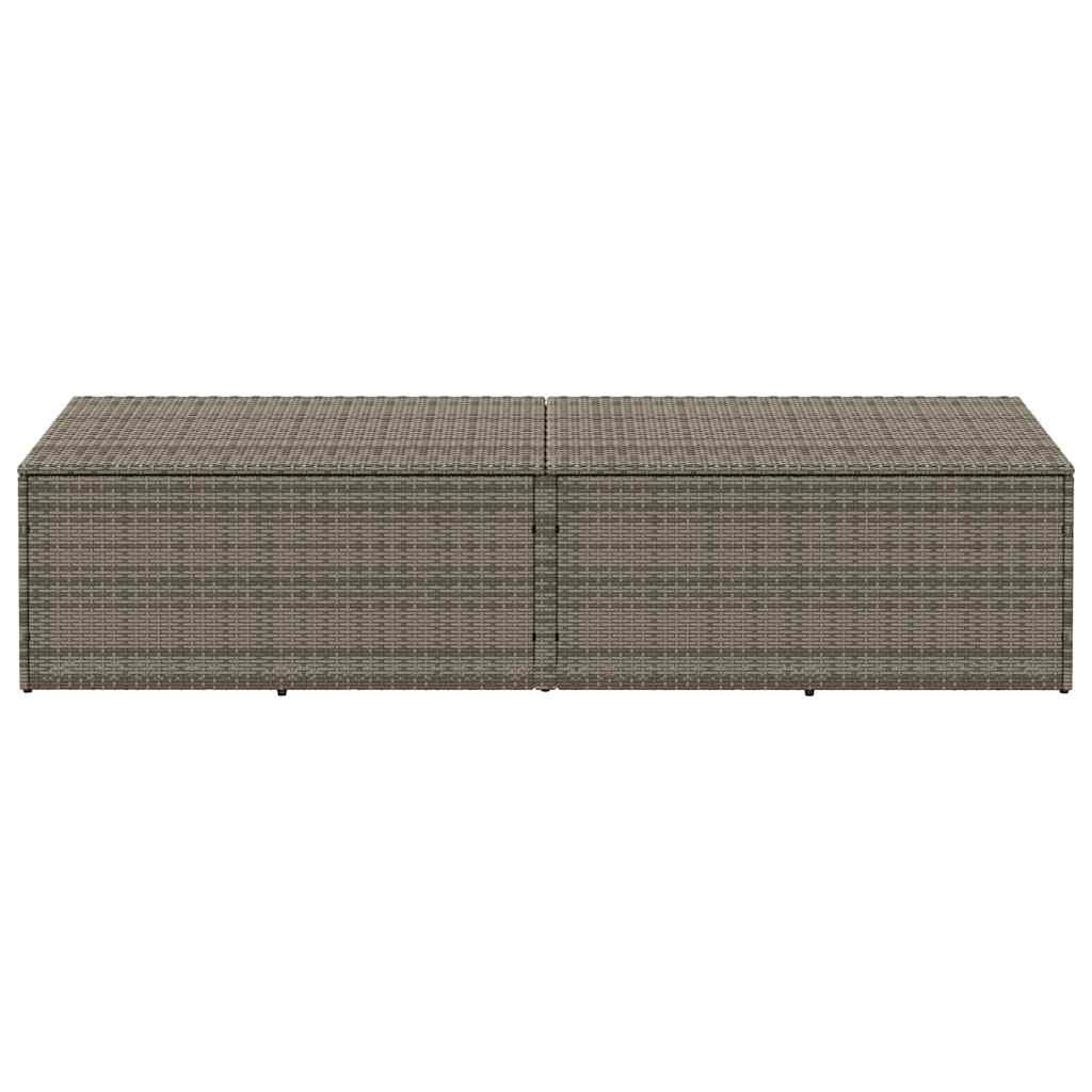 Caixa de arrumação de jardim em vime sintético cinza 220x50x58 cm