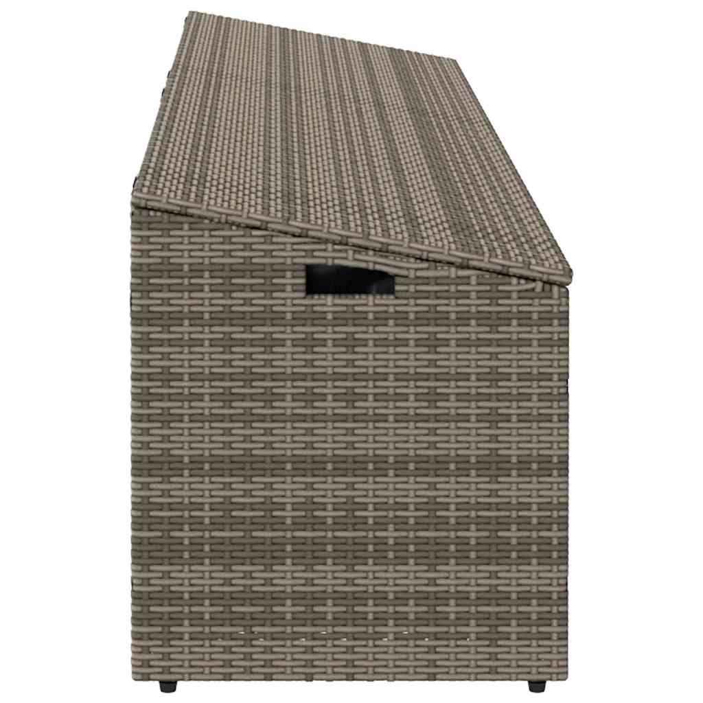 Caixa de arrumação de jardim em vime sintético cinza 220x50x58 cm