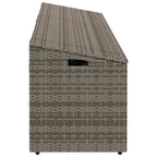 Caixa de arrumação de jardim em vime sintético cinza 220x50x58 cm