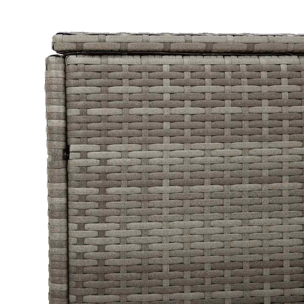 Caixa de arrumação de jardim em vime sintético cinza 220x50x58 cm