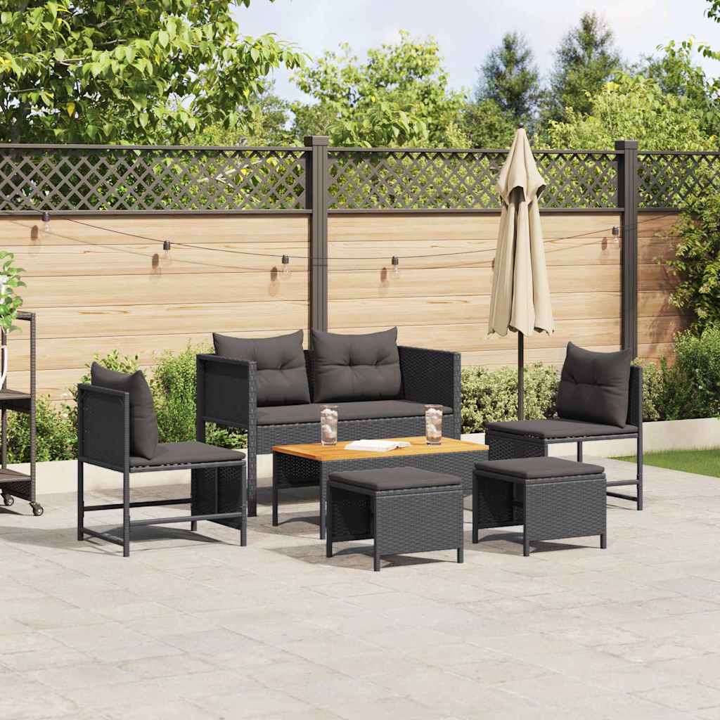 Conjunto de sofás de jardín 6 pcs Beige y Crema ratán sintético