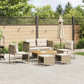 Conjunto de sofás de jardín 6 pcs Beige y Crema ratán sintético
