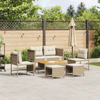 Conjunto de sofás de jardín 6 pcs Beige y Crema ratán sintético