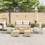 Conjunto de sofás de jardín 6 pcs Beige y Crema ratán sintético