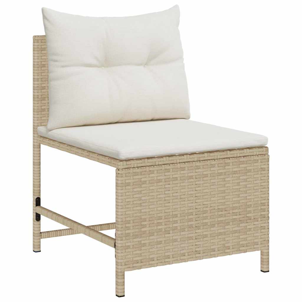 Conjunto de sofás de jardín 6 pcs Beige y Crema ratán sintético