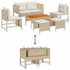 Conjunto de sofás de jardín 6 pcs Beige y Crema ratán sintético