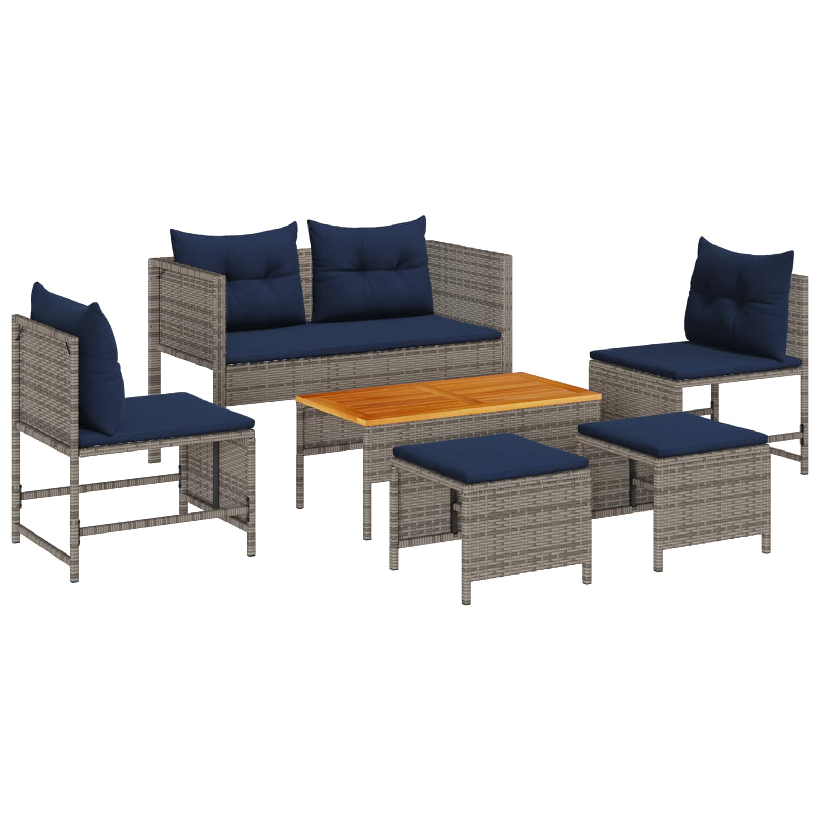Conjunto de sofás de jardín 6 pcs Beige y Crema ratán sintético