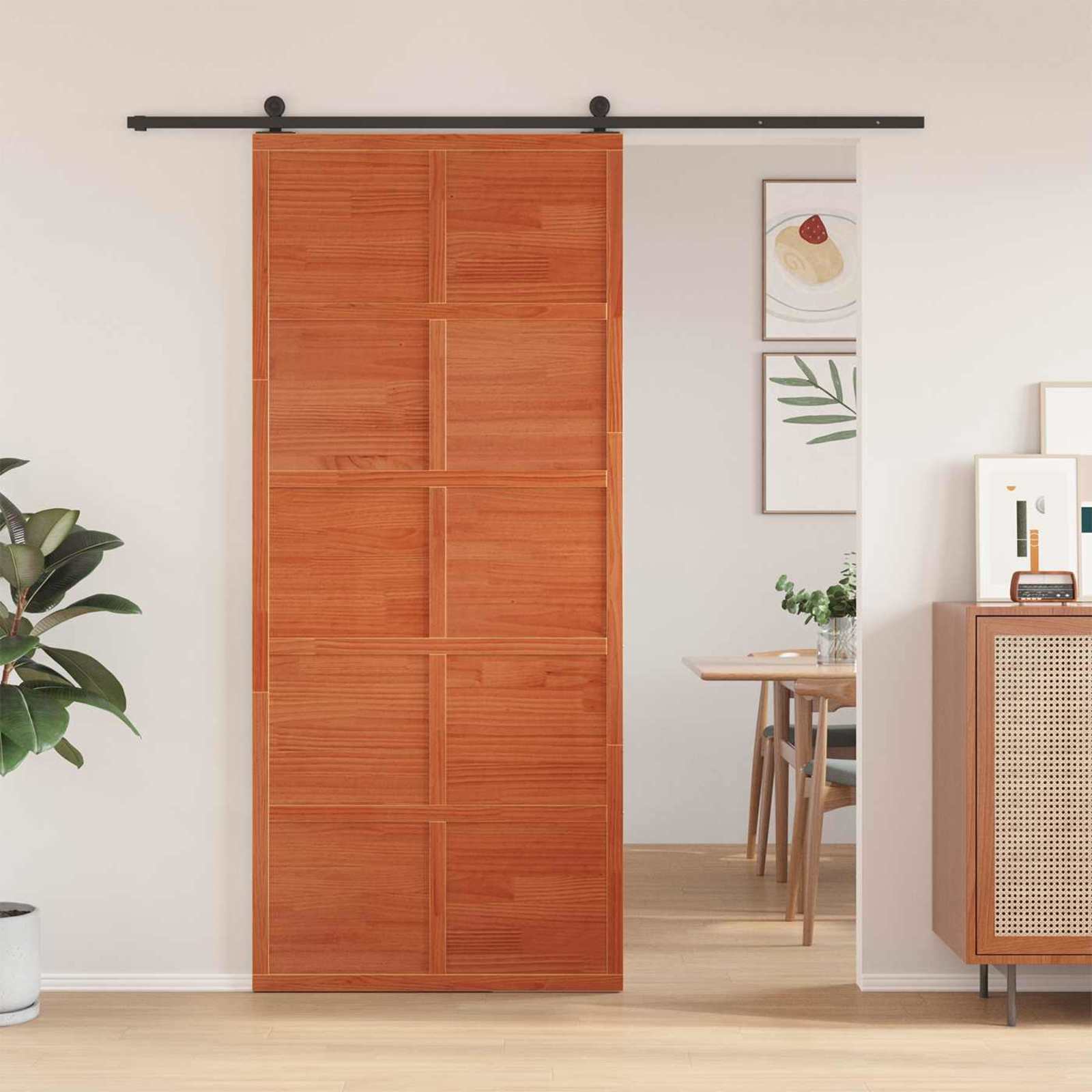 Sliding Door 100 x 208 cm Solid Pine Wood