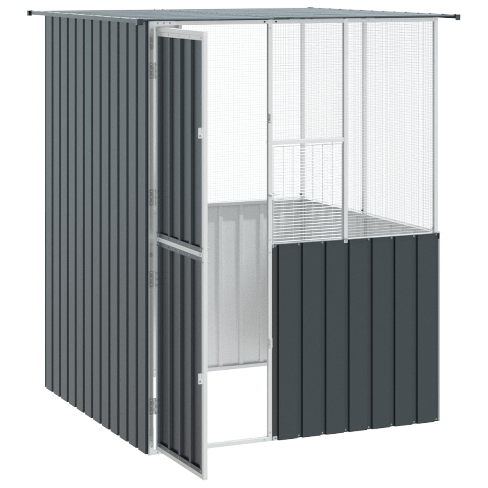 Jaula para Aves Antracita 165 x 165 x 200 cm Acero Galvanizado