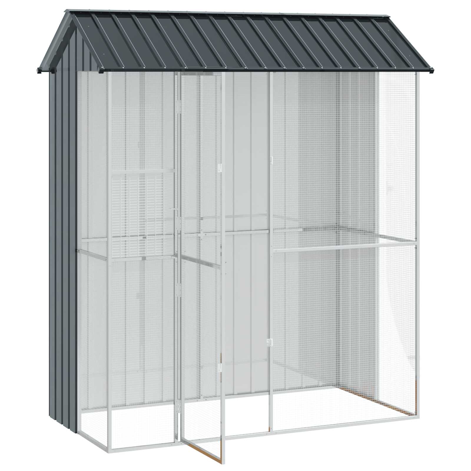 Jaula para Aves Antracita 215 x 110 x 247 cm Acero Galvanizado
