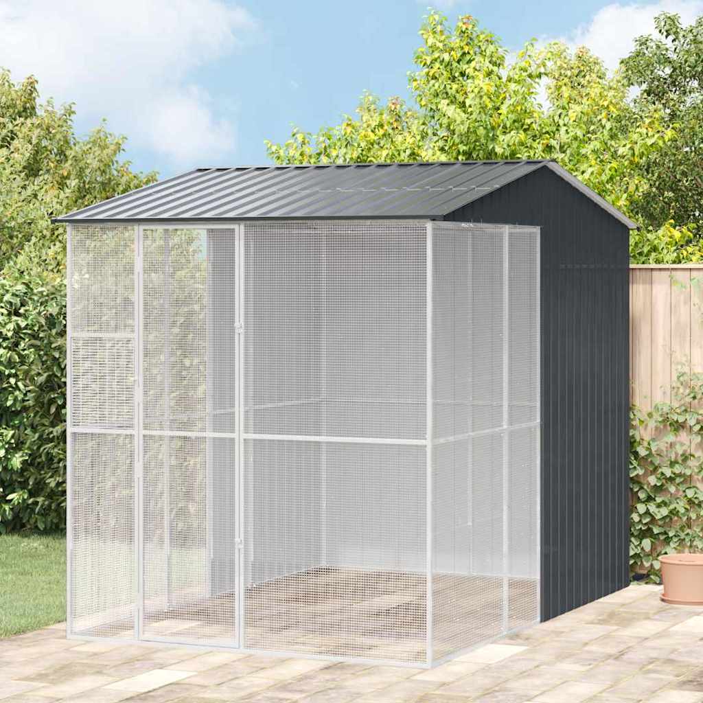 Jaula para Aves Antracita 215 x 110 x 247 cm Acero Galvanizado
