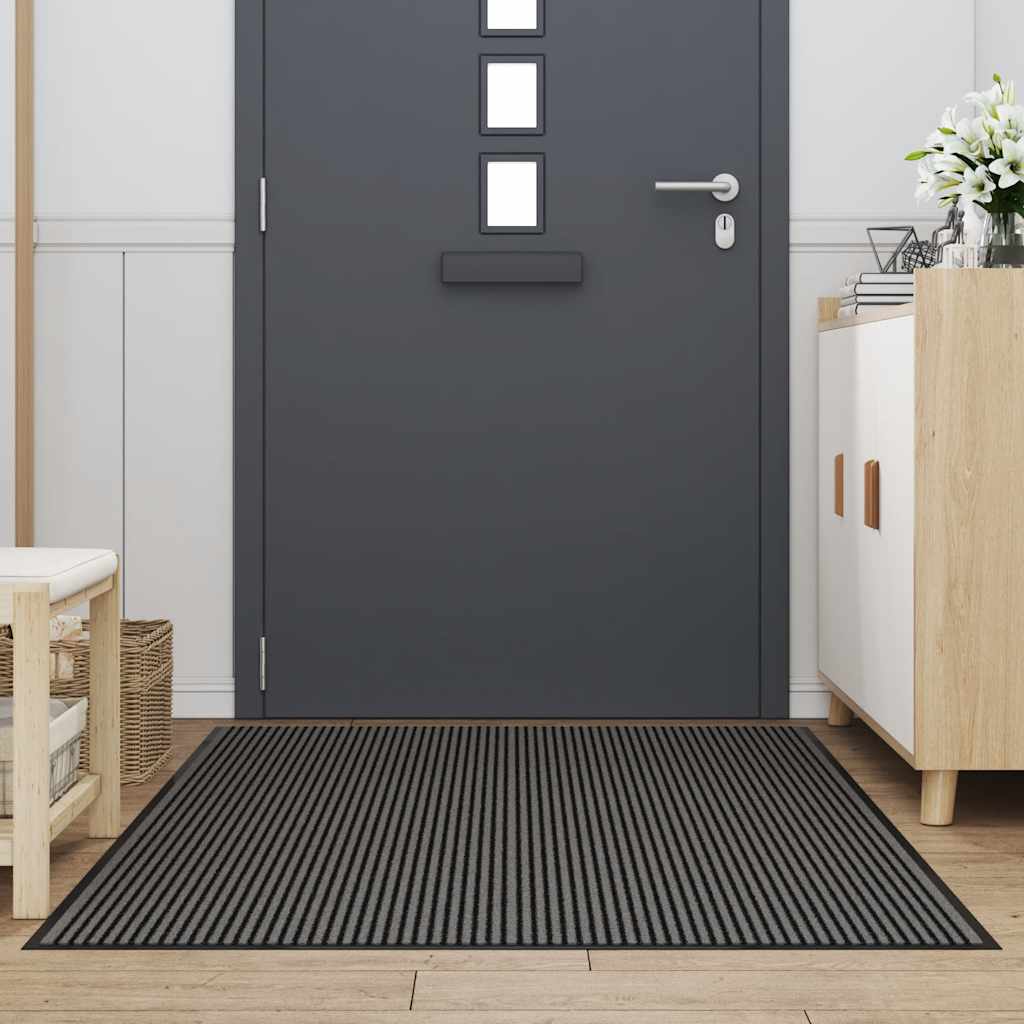 Felpudo a rayas negro y gris 115x200 cm