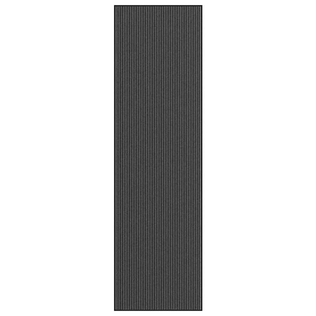 Felpudo a rayas negro y gris 115x200 cm