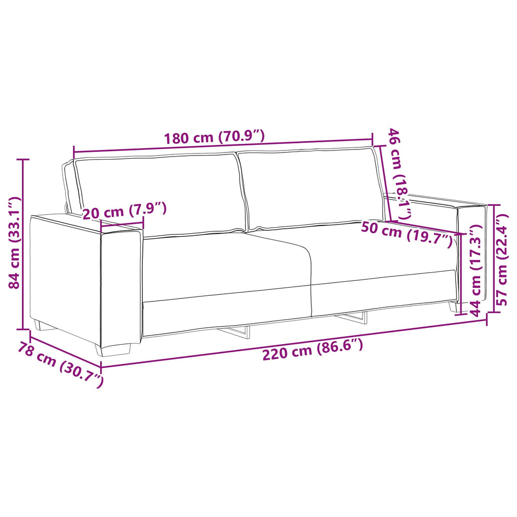Juego de Sofá 3 pcs Beige 220 x 80 x 84 cm