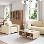 Sofá 3 pcs Crema 220 x 80 x 84 cm Tejido mezcla de lino
