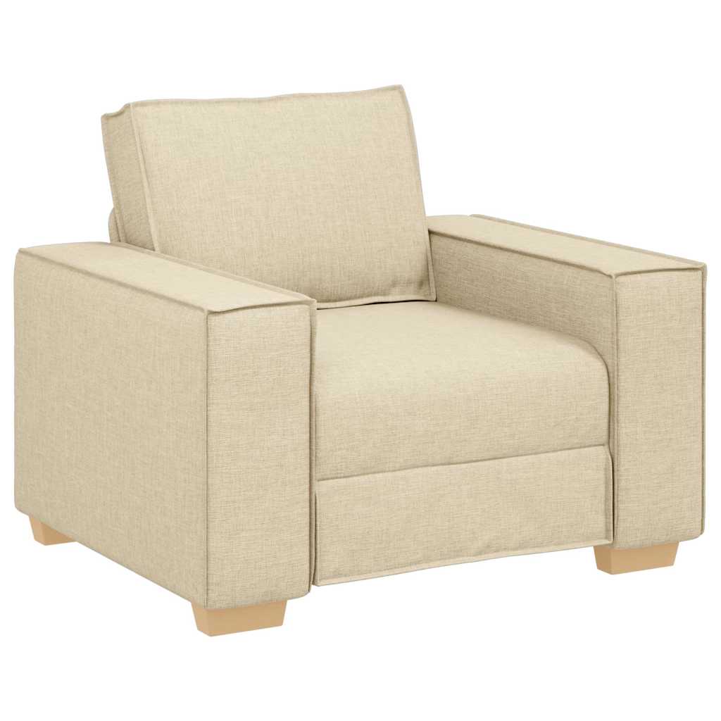 Sofá 3 pcs Crema 220 x 80 x 84 cm Tejido mezcla de lino