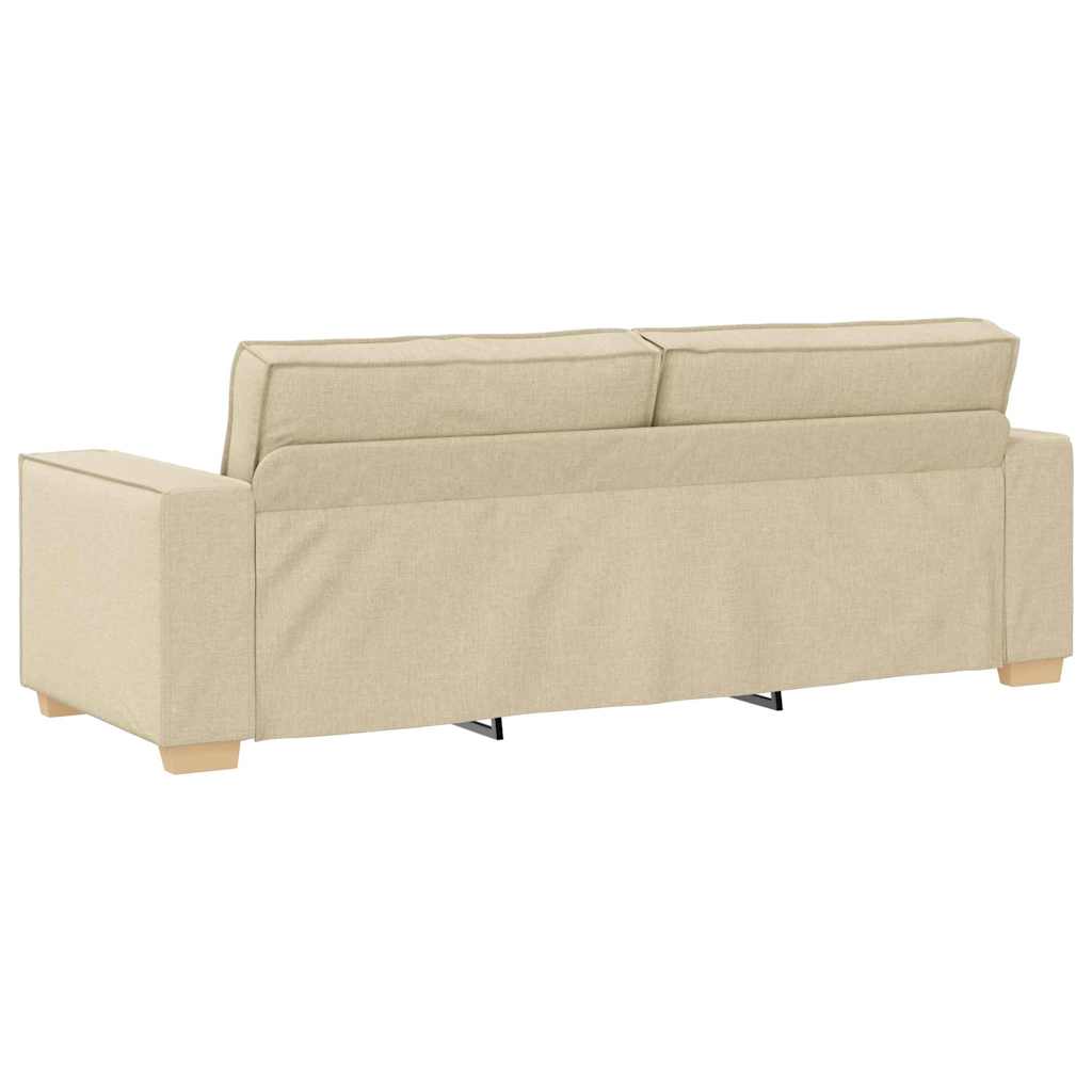 Sofá 3 pcs Crema 220 x 80 x 84 cm Tejido mezcla de lino