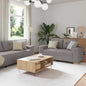 Sofá 3 lugares Creme 221 x 80 x 80 cm Tecido mistura de linho