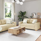 Sofá 3 lugares Creme 221 x 80 x 80 cm Tecido mistura de linho