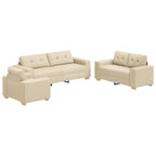 Sofá 3 pcs Crema 221 x 80 x 80 cm Tejido mezcla de lino