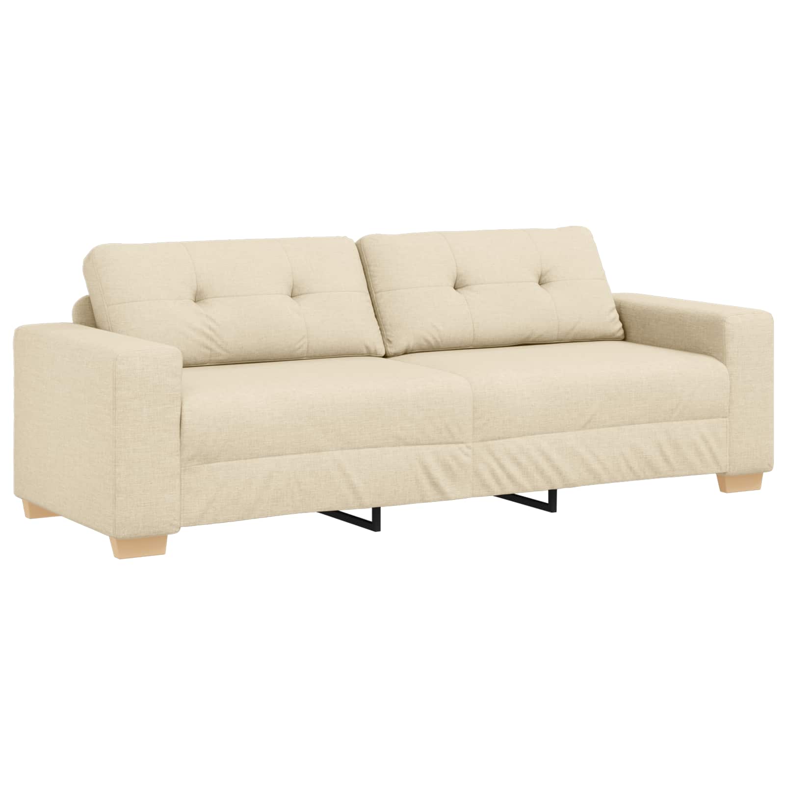 Sofá 3 pcs Crema 221 x 80 x 80 cm Tejido mezcla de lino