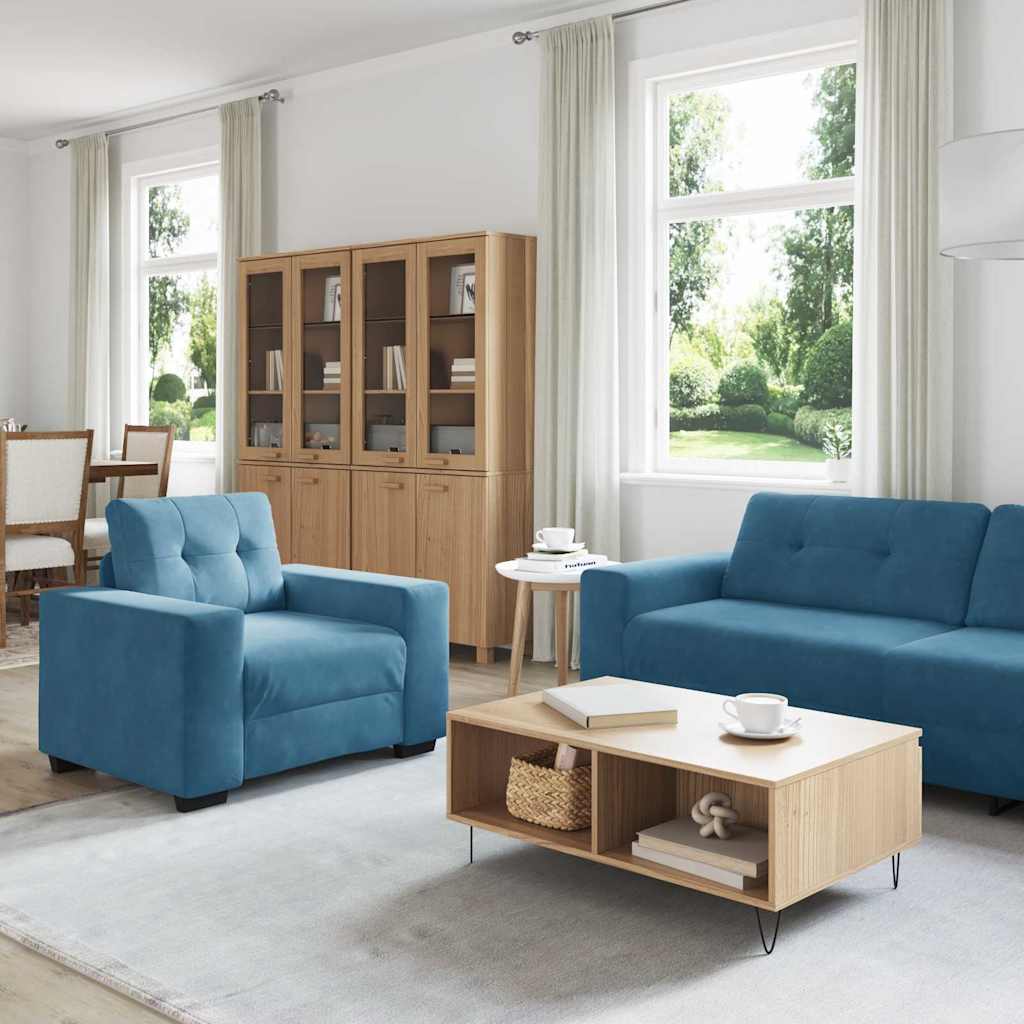 Juego de Sofá 3 pcs Azul 221 x 80 x 80 cm Terciopelo